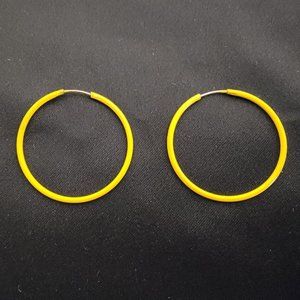 Vintage Yellow Hoop Pierced Earrings
